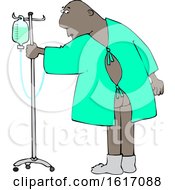 Cartoon Black Man Wearing A Hospital Gown And Realizing His Butt Is Showing