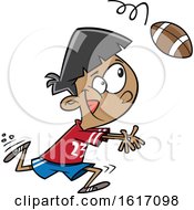 Poster, Art Print Of Cartoon Boy Catching A Football