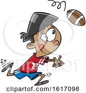 Cartoon Boy Catching A Football