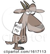 Cartoon Depressed Bullied Goat Wearing A Kick Me Sign
