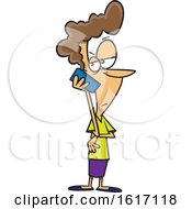 Cartoon Woman Holding A Cell Phone To Her Ear And Looking Annoyed