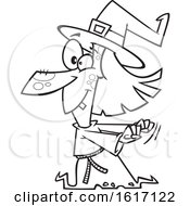 Poster, Art Print Of Cartoon Outline Witch Dancing