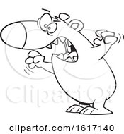 Clipart Of A Cartoon Black And White Angry Mama Bear Royalty Free Vector Illustration