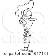 Clipart Of A Cartoon Black And White Woman Holding A Cell Phone To Her Ear And Looking Annoyed Royalty Free Vector Illustration