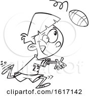 Poster, Art Print Of Cartoon Outline Boy Catching A Football
