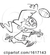 Poster, Art Print Of Cartoon Outline Girl Catching A Football