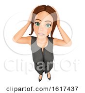 3d Brunette Caucasian Business Woman With Her Mouth Zipped Shut On A White Background