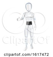 3d Humanoid Robot Offering A Hand On A White Background