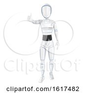 3d Humanoid Robot Giving A Thumb Up On A White Background