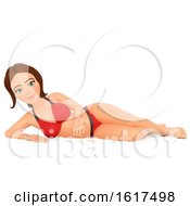 3d Caucasian Woman In A Bikini On A White Background