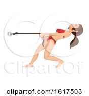 3d Caucasian Woman In A Bikini Pulling A Rope On A White Background