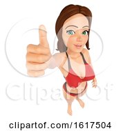 3d Caucasian Woman In A Bikini Holding Up A Thumb On A White Background