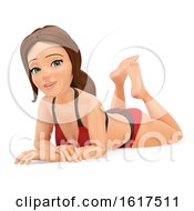 3d Caucasian Woman in a Bikini, on a White Background by Texelart #COLLC1617511-0190
