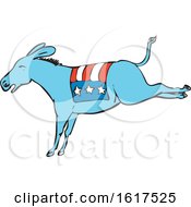 American Donkey Kicking Color Drawing by patrimonio