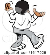 Poster, Art Print Of Cartoon Black Boy Or Man Walking Away And Shrugging Giving Up