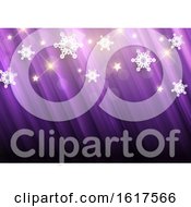 Poster, Art Print Of Purple Christmas Background With Snowflakes And Stars