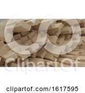 Render Of 3D Construction Timber Beams And Planks