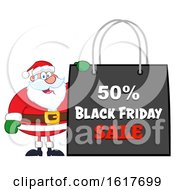 Poster, Art Print Of Black Friday Sale Christmas Shopping Bag With Santa Claus