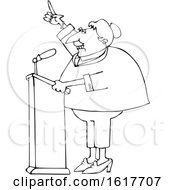 Poster, Art Print Of Cartoon Black And White Female Politician At A Podium