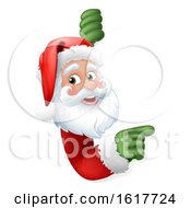 Poster, Art Print Of Santa Claus Christmas Cartoon Character Pointing Around A Sign