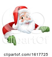 Santa Claus Christmas Cartoon Character Over A Sign