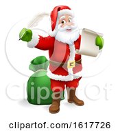 Santa Claus Checking Christmas Gift List Cartoon by AtStockIllustration