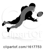 Silhouette American Football Player On A White Background