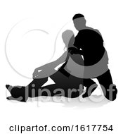 Poster, Art Print Of Young Couple People Silhouette On A White Background
