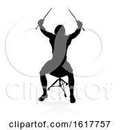 Musician Drummer Silhouette On A White Background