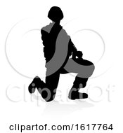 Poster, Art Print Of Soldier Detailed Silhouette On A White Background