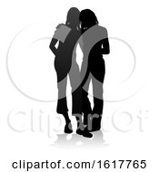 Young Friends Silhouette On A White Background