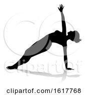 Poster, Art Print Of Yoga Pilates Pose Woman Silhouette On A White Background
