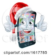 Poster, Art Print Of Mobile Cell Phone Christmas Mascot In Santa Hat
