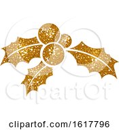 Poster, Art Print Of Golden Glitter Christmas Holly