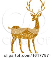 Poster, Art Print Of Golden Glitter Christmas Reindeer