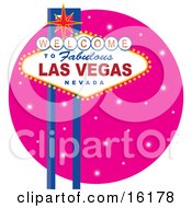Welcome To Fabulous Las Vegas Nevada Sign Against A Pink Starry Night Clipart Illustration Image by Maria Bell #COLLC16178-0034