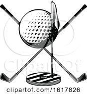 Poster, Art Print Of Black And White Golfing Design