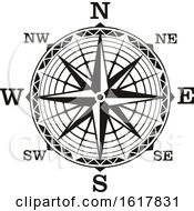 Poster, Art Print Of Black And White Compass