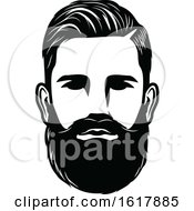 Poster, Art Print Of Black And White Mans Face With A Beard And Mustache