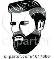 Poster, Art Print Of Black And White Mans Face With A Beard And Mustache