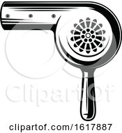 Black And White Barber Shop Hair Dryer by Vector Tradition SM