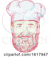 Poster, Art Print Of Hipster Baker Cook Chef Head