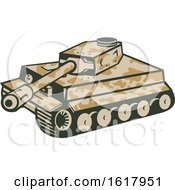 Poster, Art Print Of Camouflaged Panzer Battle Tank Aiming Its Cannon