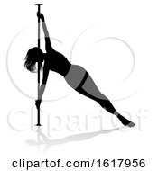 Poster, Art Print Of Pole Dancing Woman Silhouette On A White Background