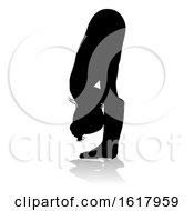 Yoga Pilates Pose Woman Silhouette On A White Background
