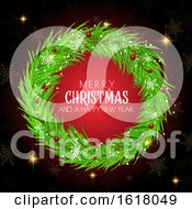 Poster, Art Print Of Christmas Wreath Background