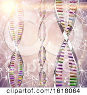 3D Medical Background With DNA Strands On Low Poly Design