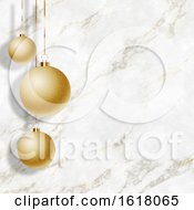 Christmas Baubles On An Elegant Marble Texture