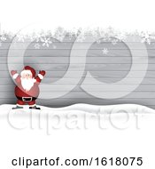 Christmas Background With Santa On Wooden Texture