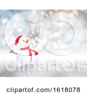 Poster, Art Print Of 3d Snowy Landscape With Cute Snowman